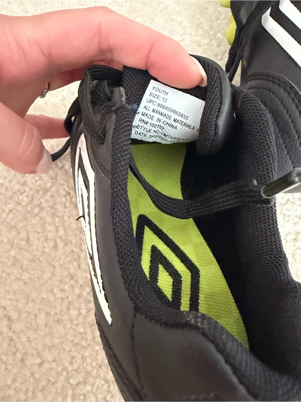 Umbro Kids' Black Soccer Cleats with White Logos 12K